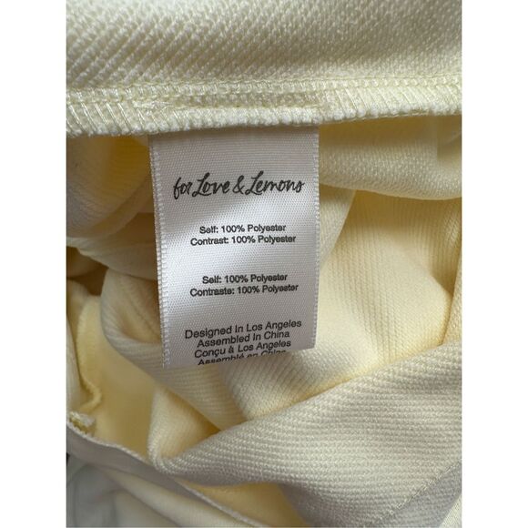 NWT For Love & Lemons Cropped Hoodie & Sweatpant 2Pc Tracksuit Set Yellow XXS - Picture 14 of 14